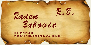 Raden Babović vizit kartica